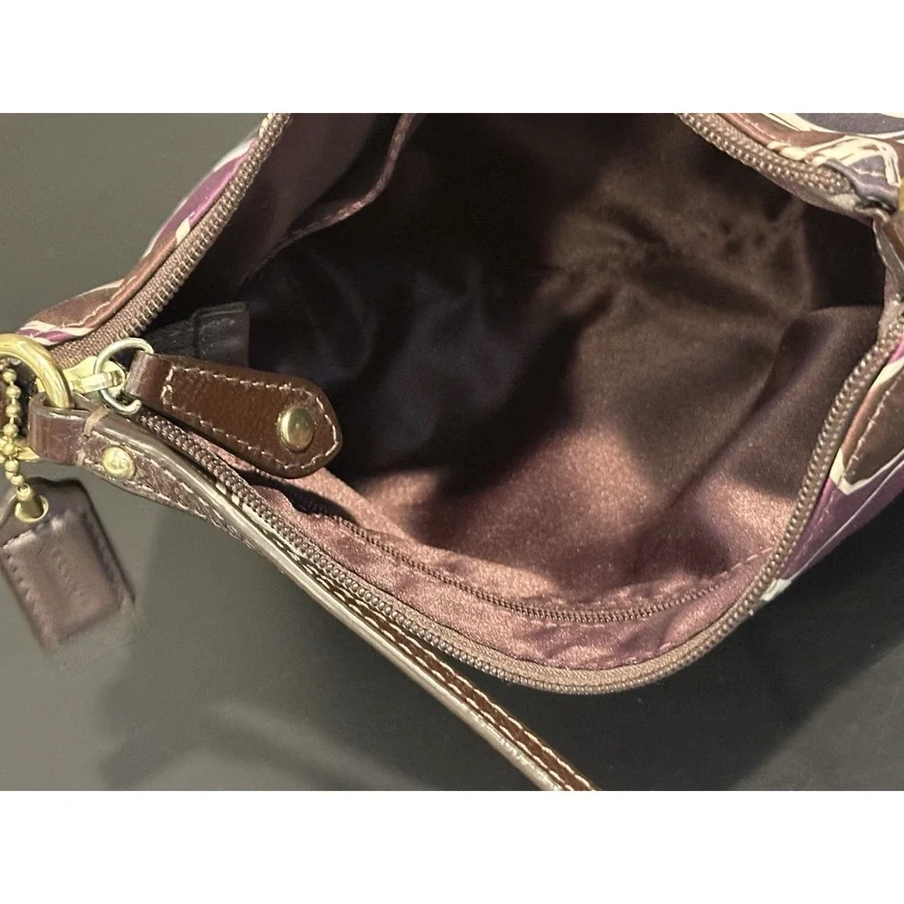 Coach Brown Leather Swingpack Ashley Scarf Signature Purse‎ - Picture 6 of 11